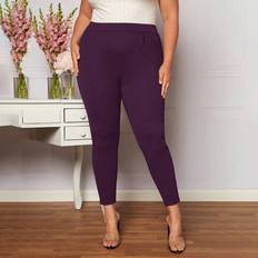 Skinny - Women Trousers Shein Plus Solid High Waist Skinny Trousers