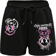 Shein Dam Shorts Shein Cartoon Graphic Drawstring Waist Shorts