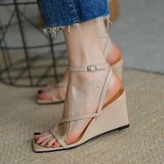 Kilklack Sandaletter Shein New Arrival 2024 Women's Summer Wedge Heel Sandals With Comfortable Sloping Heel, T-Strap, Platform