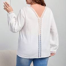 Acrylic Blouses Shein Plus Guipure Lace Insert Blouse