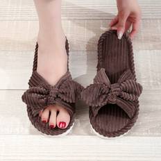 Shein Open-toe Butterfly Knot Slipper Soft Bottom Indoor Home Shoes For And Autumn, Wooden Floor Silent Slippers