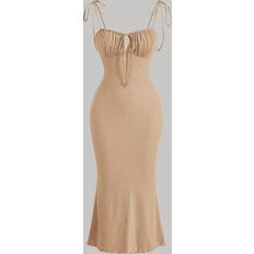 Green - Slip Dresses Shein Tie Front Ruched Bust Tie Shoulder Cami Dress