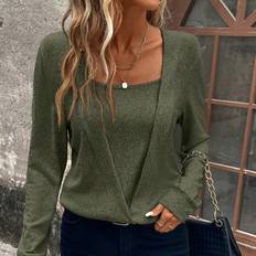 Shein Överdelar Shein Solid Square Neck Pullover