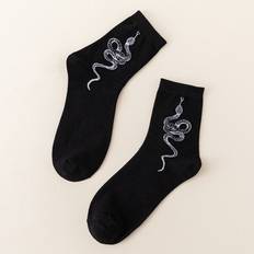 Fabric Socks Shein Snake Pattern Crew Socks