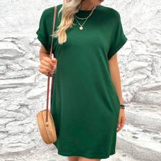 T-shirtklänningar Shein Solid Batwing Sleeve Tee Dress