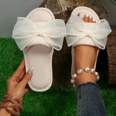 Beige Slippers on sale Shein Butterfly Bow Decorated Beige Home Slippers Ladies Beige Home Slippers