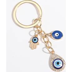 Hamsa Hand & Evil Eye Charm Keychain, Evil Eye Keychain, Turkish Hamsa Hand Keychain, Women's And Men's Handbag Keyring