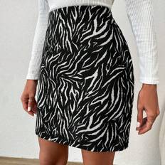 Fabric Skirts Shein Gerader Rock mit Zebra Muster