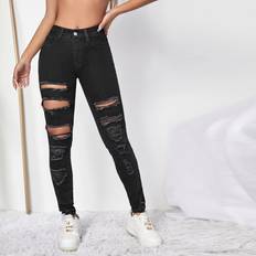 Shein Jeans Shein Ripped Cut Out Skinny Jeans