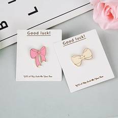 Shein 2pcs Pink Bow Tie Shaped Cartoon Metal Brooch For Bags, Clothes Decor, Souvenirs