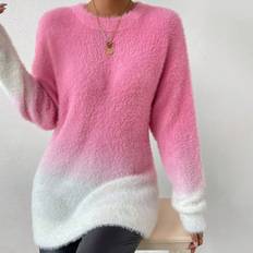 Multicolored - Women Sweaters Shein Ombre Drop Shoulder Fluffy Knit Sweater