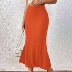 Stretch Skirts Shein Lettuce Trim Mermaid Hem Skirt