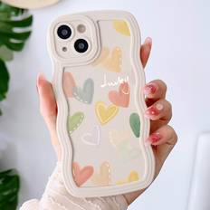 Shein Heart Pattern Wavy Print Phone Case