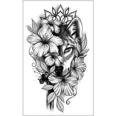 Makeup Shein Flower & Wolf Print Tattoo Sticker Black Friday