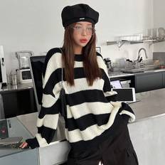 Knitted Sweaters Shein Striped Pattern Drop Shoulder Sweater