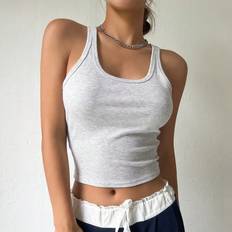 Viscose Tank Tops Shein Solid Crop Tank Top