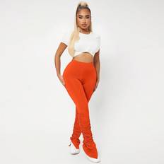 Shein Women Pants Shein High Waist Ruched Split Hem Stacked Trousers