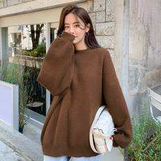 Knitted Sweaters Shein Solid Drop Shoulder Ribbed Knit Oversized Jumper