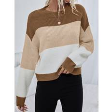 Acrylic Sweaters Shein Colour Block Drop Shoulder Jumper