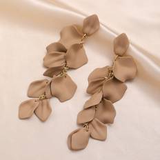 Shein 1pair Long Rose Petals Dangle Earrings
