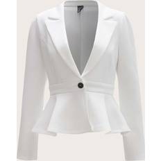 Shein Blazers Shein Notched Collar Single Button Peplum Blazer