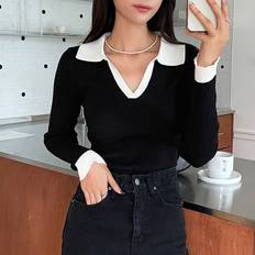 Polyamide - Women Tops Shein Solid Ribbed Knit Jumper