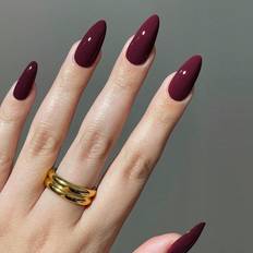 False Nails on sale Shein Transform Your Nails withpcs long almond Medium fuchsia Solid color Fake Nail kitcontain pc Jelly Glue