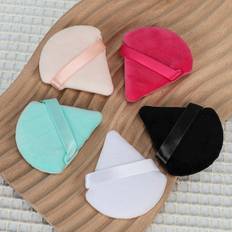 Makeup Shein 5pcs Mixed Color Triangular Powder Puffs, Waterdrop Sponge, Crystal Velvet, Short Fiber, Dedicated To Setting Makeup, Soft, Sticky And Non-Absorbent