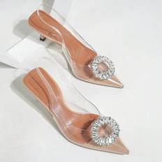 Transparent - Women Heels & Pumps Shein Charming Womens Transparent Pointed Toe Pyramid High Heels Fashionable Clear Heel Party Shoes