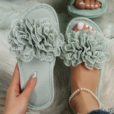 Canvas Slippers Shein Women Flower Decor Bedroom Slippers Canvas Slippers Green