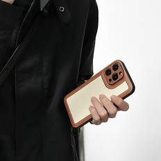 Apple iPhone 12 - Läder / Syntet Mobilskal Shein Ins Style Vintage Brown Leather & Cloth Mobile Phone Case Compatible With Iphone 15/14 Pro Max/ 13/12 new Model