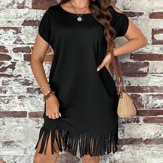 Kläder Shein Plus Fringe Hem Tee Dress