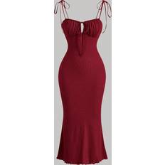 Shein Tie Front Ruched Bust Tie Shoulder Cami Dress