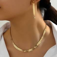 Gold Jewellery Sets Shein pcsset Fashionable Minimalist Style Alloy Necklace Earrings Jewelry Set For Women