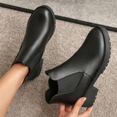 Women's Fashionable Ankle Boots, Chunky Heel & Thick Sole, Casual Slip-on Design