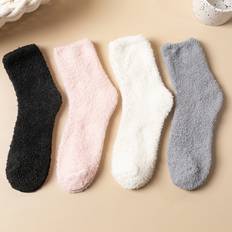 Fabric Underwear Shein pairs Solid Fluffy Crew Socks