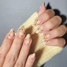 Multicolour False Nails Shein Transform Your Nails withpcs long almond Floral Nail