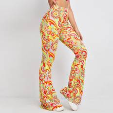 Multicolored Pants Shein Floral Print Flare Leg Trousers