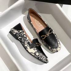 Multifärgade Loafers Shein Women's Flat Loafers Floral Canvas Slip-on Shoes, British Style, Soft Bottom Penny Shoes, Fashionable Trend