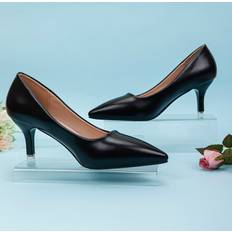 Läder Pumps Shein Women Black Minimalist Pumps, Point Toe Stiletto Heeled Court Pumps