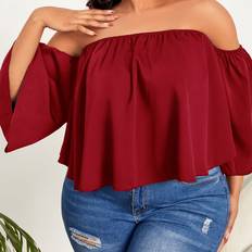 4XL Blouses Shein Plus Off Shoulder Solid Blouse