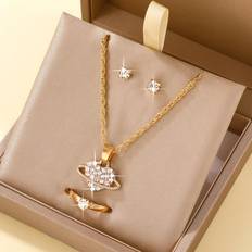 Gold Jewellery Sets Shein pcsset Womens Heart Star Design Rhinestone Jewelry Set