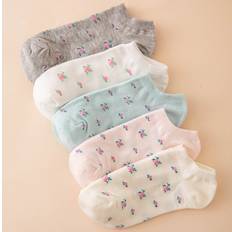 Multifärgade - Silke/Siden Underkläder Shein 5pairs Floral Print Ankle Socks