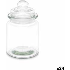 Vivalto Vivalto-Tarro Transparente Vidrio 250 ml 8 x 13 x 8 cm (24 Unidades) Recipiente de Cocina