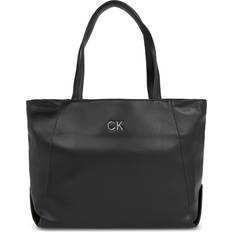 Noir Sacs de courses Calvin Klein Sac cabas cuir PU logo métal Femme Noir