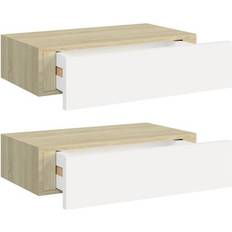 vidaXL 330250 Oak/White Estantería de Pared 40cm 2pcs