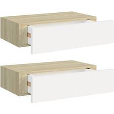 vidaXL 330250 Oak/White Vägghylla 40cm 2st