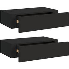 vidaXL 330244 Black Estantería de Pared 40cm 2pcs