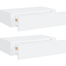 vidaXL 330242 White Væghylde 40cm 2stk