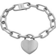 Smykker Fossil Bracelets Harlow Linear Texture Heart Stainless Steel Statio silver Bracelets for ladies